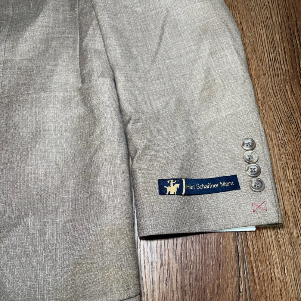 New Hart Schaffner Marx Gold Trumpeter Silk Wool Linen Blazer Mens 42L USA READ